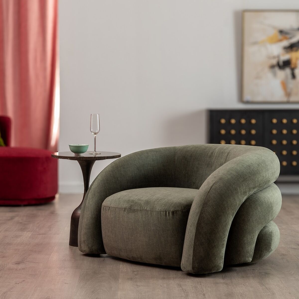 Poltrona Verde Madeira Foam 100 x 84 x 58 cm